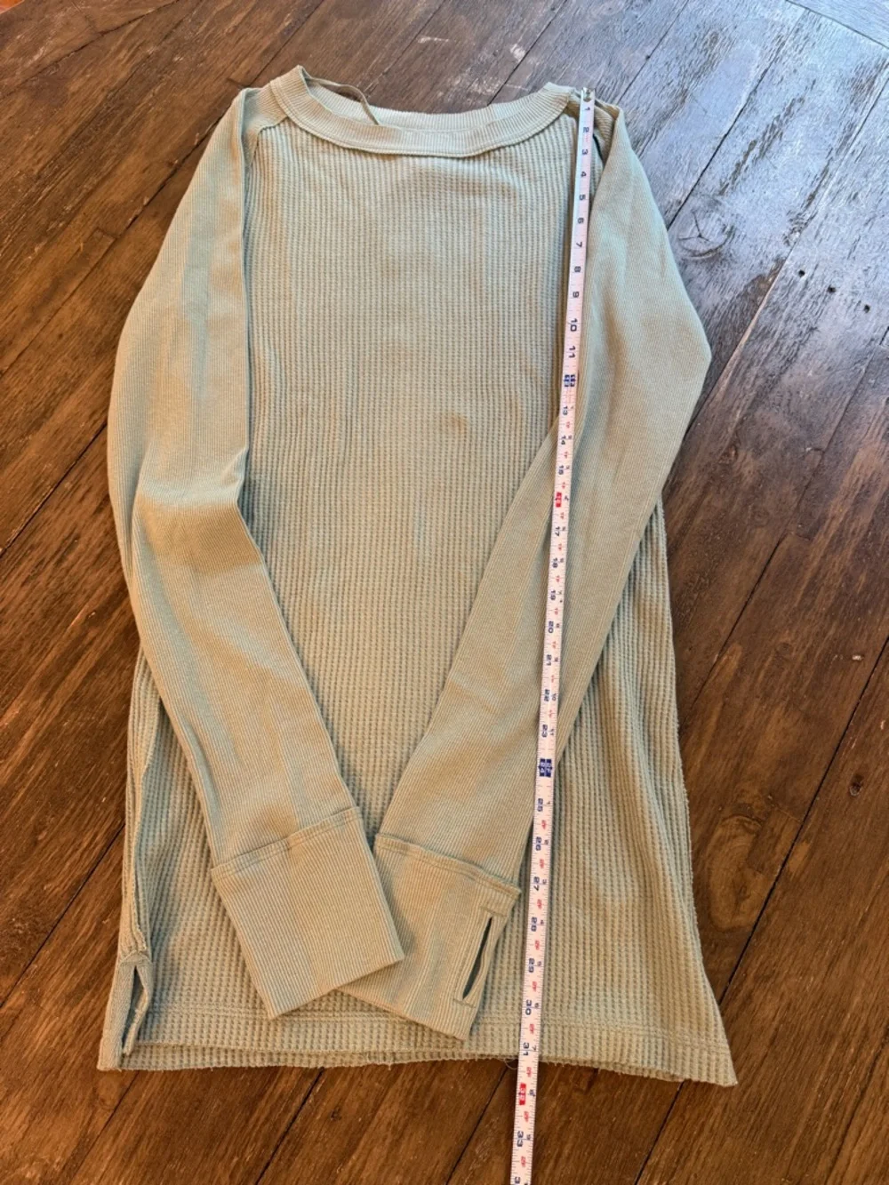Free People NWT Waffle Knit Thermal Long Sleeve Top Sage Green Size Medium